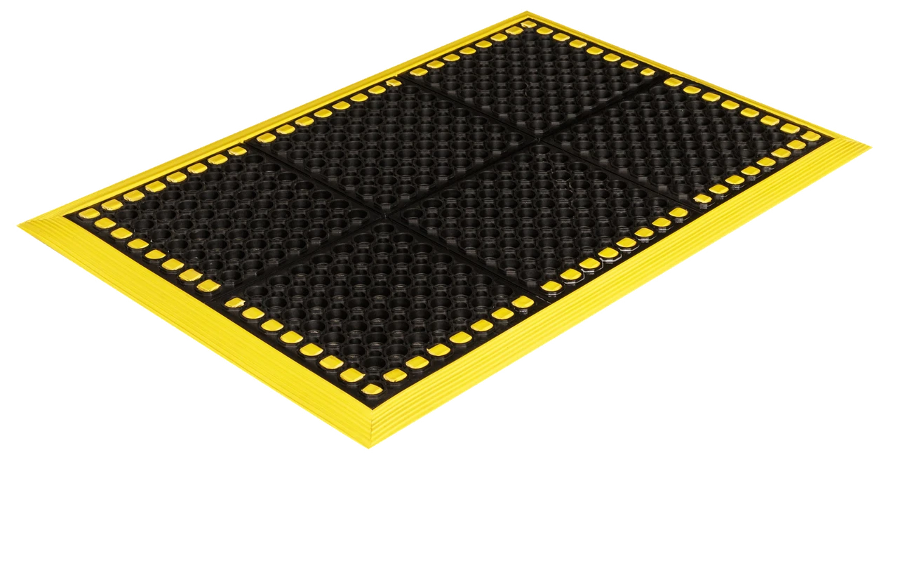 Crown Matting Safewalk with Colored Borders 3-Sides 26"x40" Black w/Yellow (WS 3E26YE)