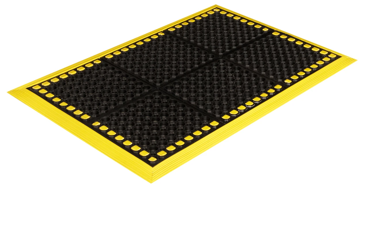 Crown Matting Safewalk with Colored Borders 4-Sides 40"x124" Black w/Yellow (WS 4E24YE)