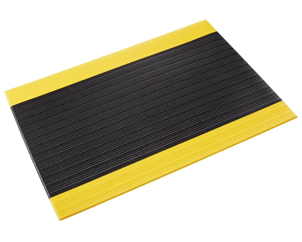 Crown Matting Tuff-Spun 3/8 Rib-Surface 3'x12' Black w/Yellow (SE 3832YB)
