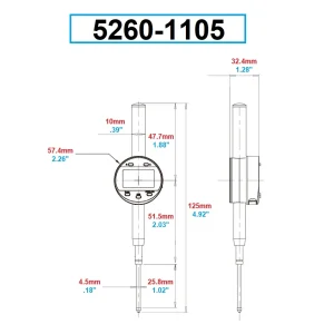 DASQUA 0-12.7MM/0-0.5" 0.01MM/0.0005" DIGITAL INDICATOR (5260-1105)