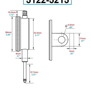 DASQUA 0-2" JEWELED BEARING LUG BACK LARGE RANGE DIAL INDICATOR (5122-4215)