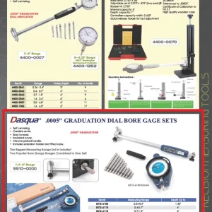 DASQUA 1.4-6" 0.0005" COMBINED RANGE DIAL BORE GAGE SET (5510-0000)