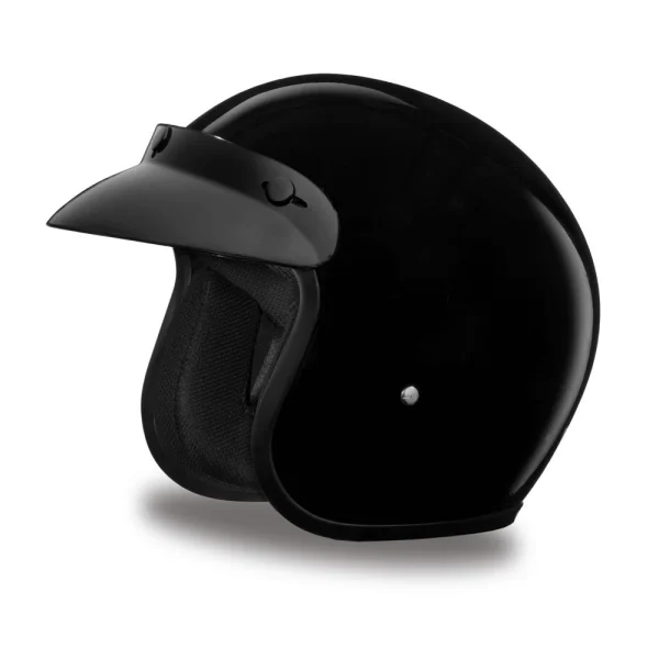 Daytona Helmets 3/4 Open Face Motorcycle Helmet [Hi-Gloss Black] 2Xs (DC1-A-2XS)