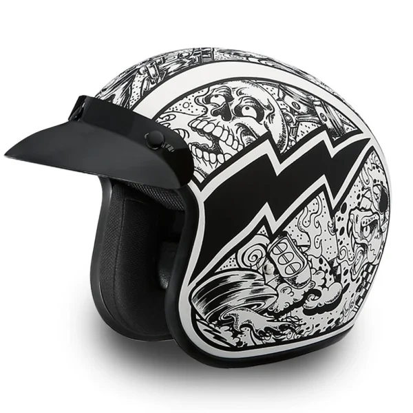 Daytona Helmets 3/4 Shell Open Face Motorcycle Helmet [Graffiti] [Xs] (DC6-G-XS)