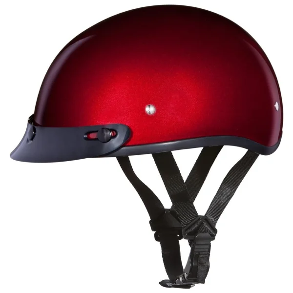 Daytona Helmets Half Skull Cap Motorcycle Helmet [Black Cherry] [L] (D1-BC-L)