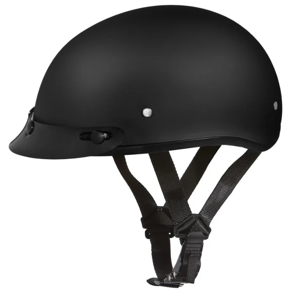 Daytona Helmets Half Skull Cap Motorcycle Helmet [Dull Black] [Xl] (D1-B-XL)
