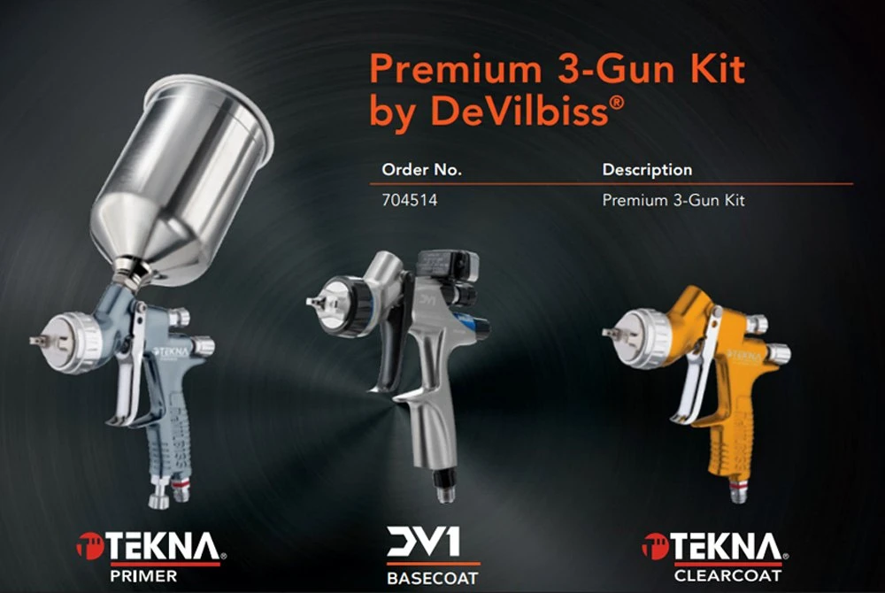 Devilbiss 704514 Tekna 3 Pieces Premium Gravity Feed Spray Gun Kit — product image 2