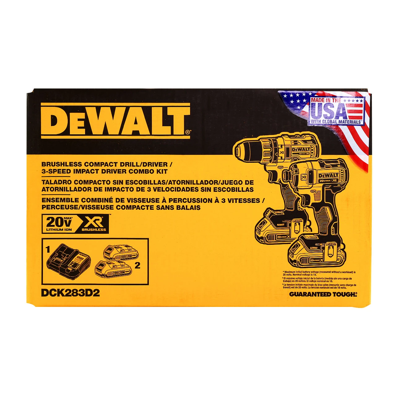 Dewalt 20V MAX XR Brushless Power Tool Combo Kit with Soft Case (DCK283D2) — product image 6
