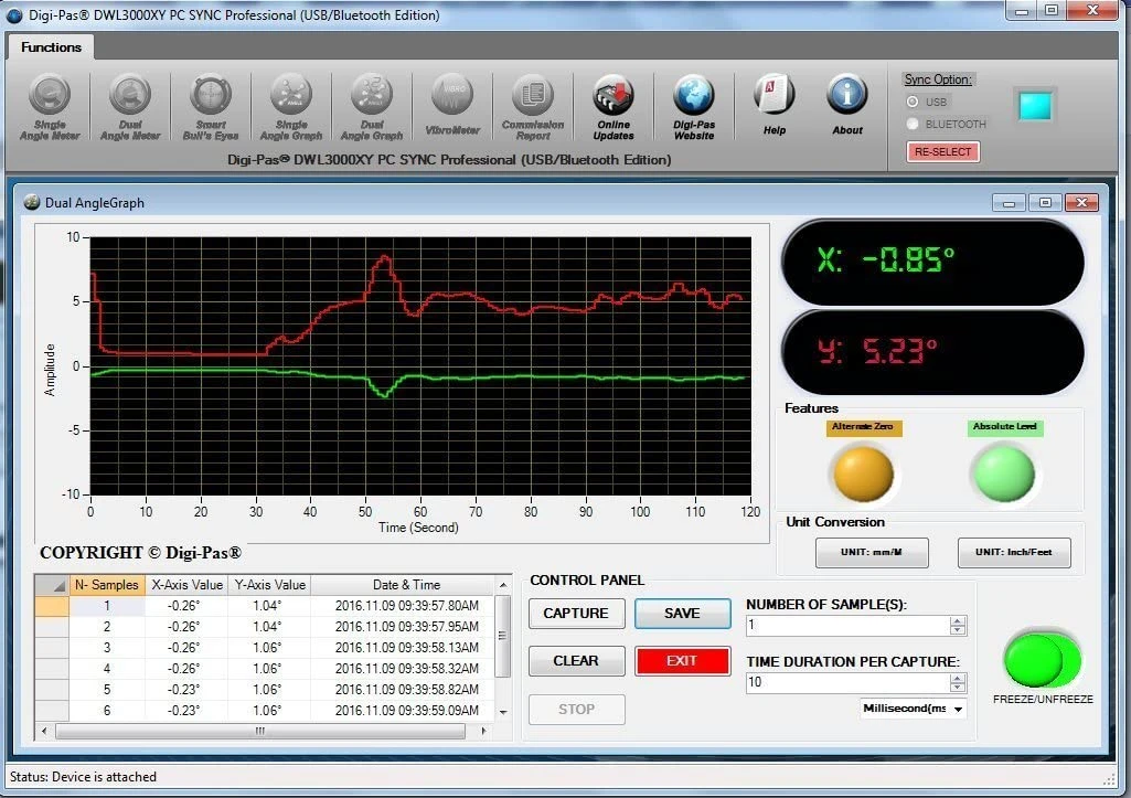 Digi-Pas 2-Axis High Precision Digital Level & Inclinometer DWL3000XY with Bluetooth (2-03023-99) — product image 3