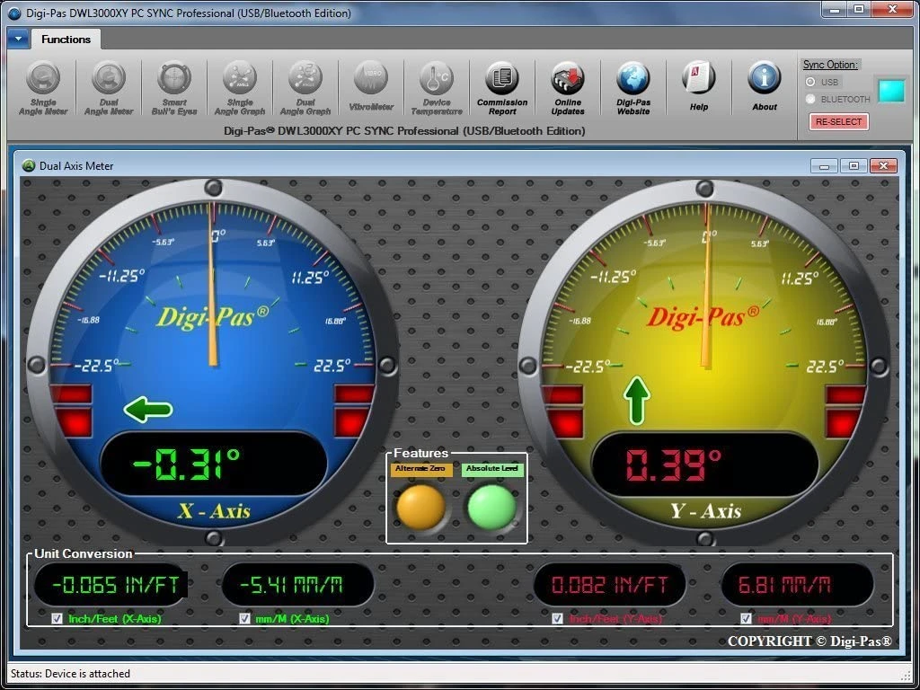 Digi-Pas 2-Axis High Precision Digital Level & Inclinometer DWL3000XY with Bluetooth (2-03023-99) — product image 4