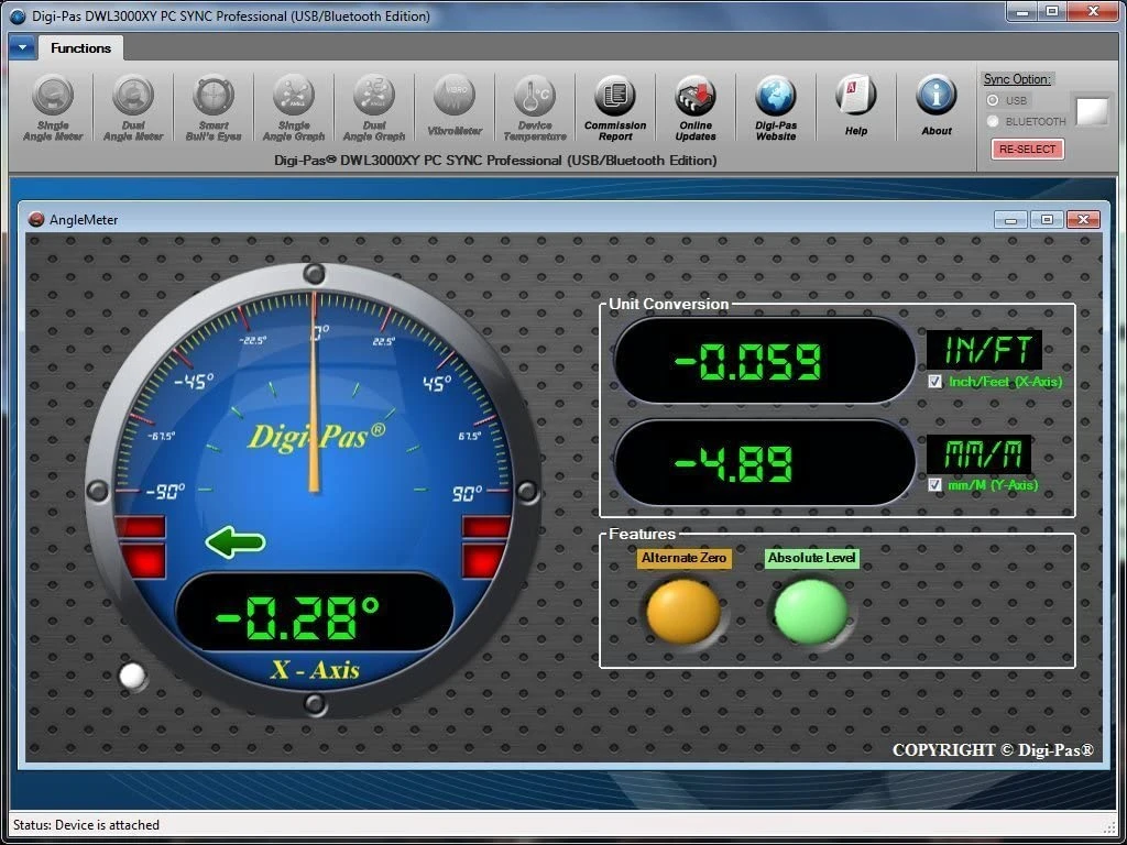 Digi-Pas 2-Axis High Precision Digital Level & Inclinometer DWL3000XY with Bluetooth (2-03023-99) — product image 5