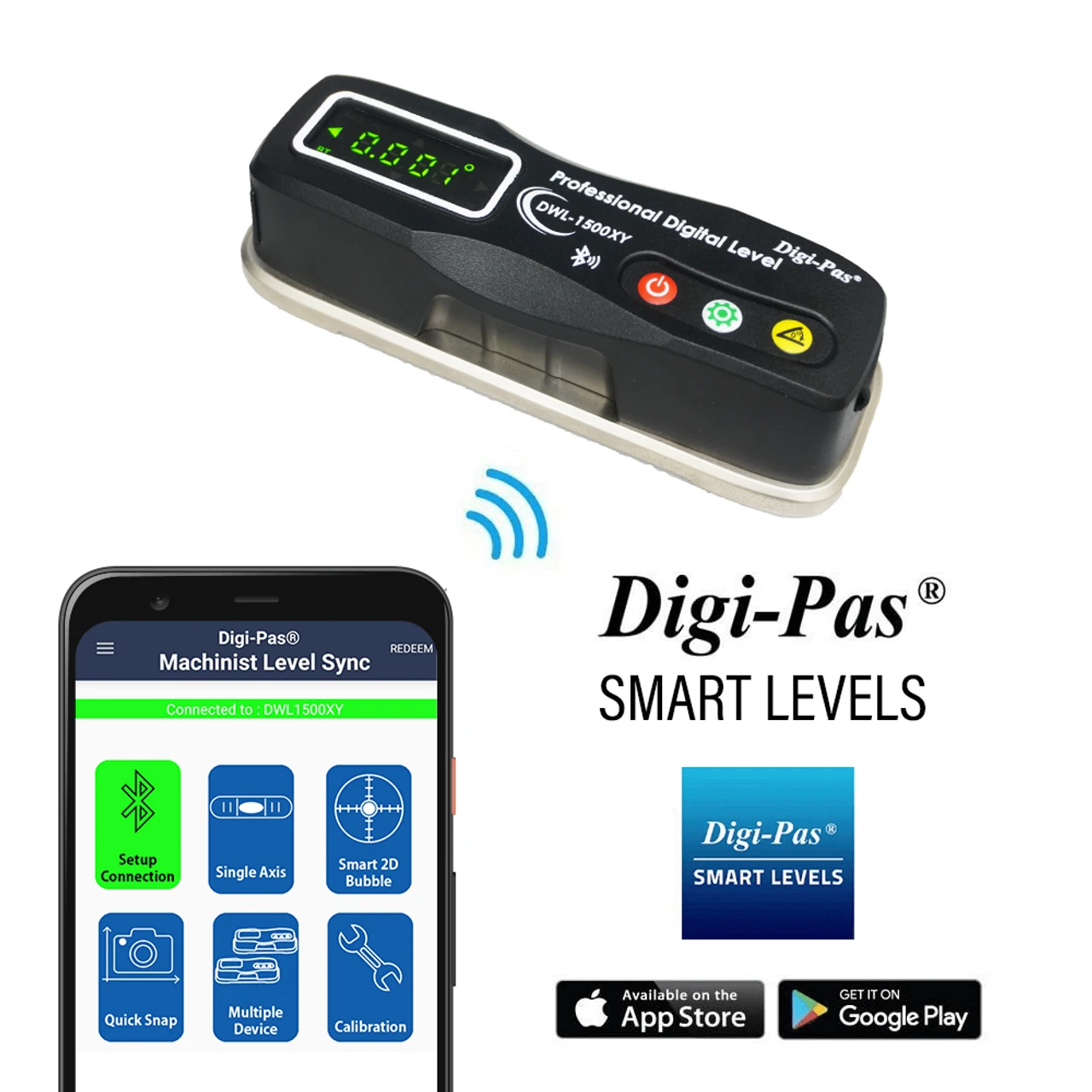 Digi-Pas 2-Axis Machinist Digital Level DWL1500XY with Bluetooth (2-01501-99) — product image 3