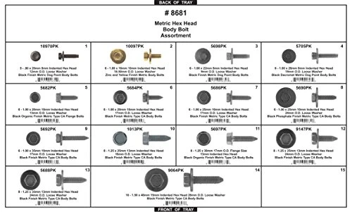 Disco Automotive 8681 Grey Replacement Hex Head Body Bolt Assortment — product image 2
