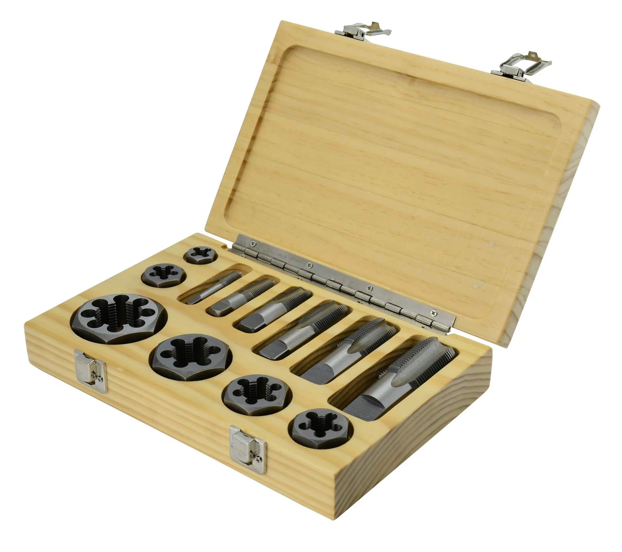 Drill America 12 Piece Carbon Steel NPT Pipe Tap and Hex Die Set (DWTNPT-SET)