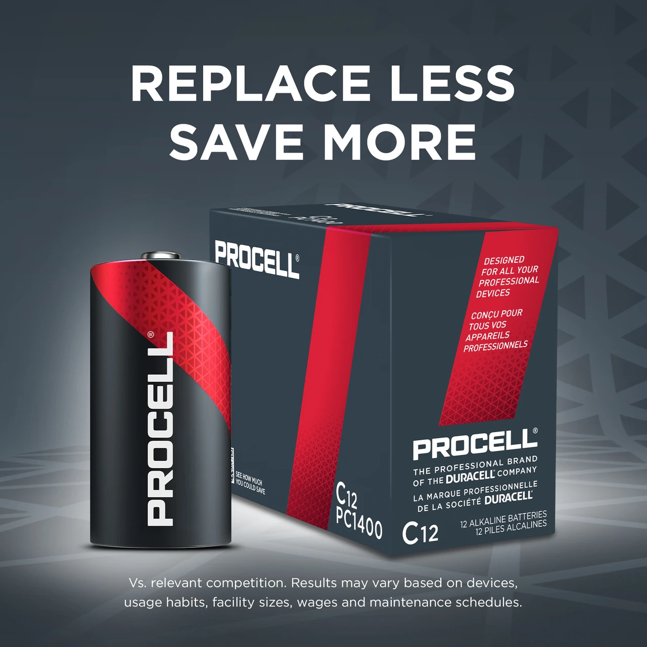 Procell Alkaline C Batteries, 1.5V - 12 Pack (PC1400) — product image 4