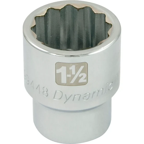 Dynamic Tools 1-1/2" X 1" Drive, 12 Point Standard Length, Chrome Socket (D099448)