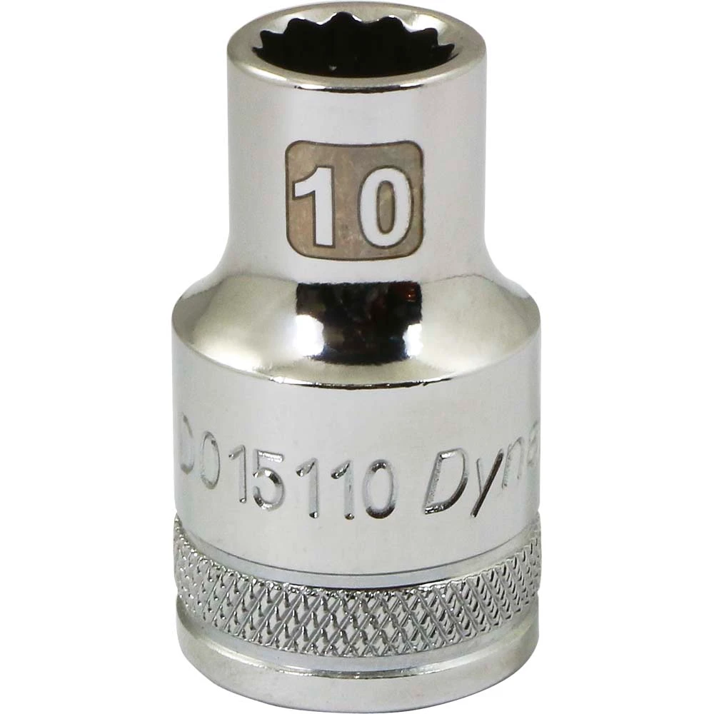 Dynamic Tools 1/2" Drive 12 Point Metric, 10mm Standard Length, Chrome Finish Socket (D015110)