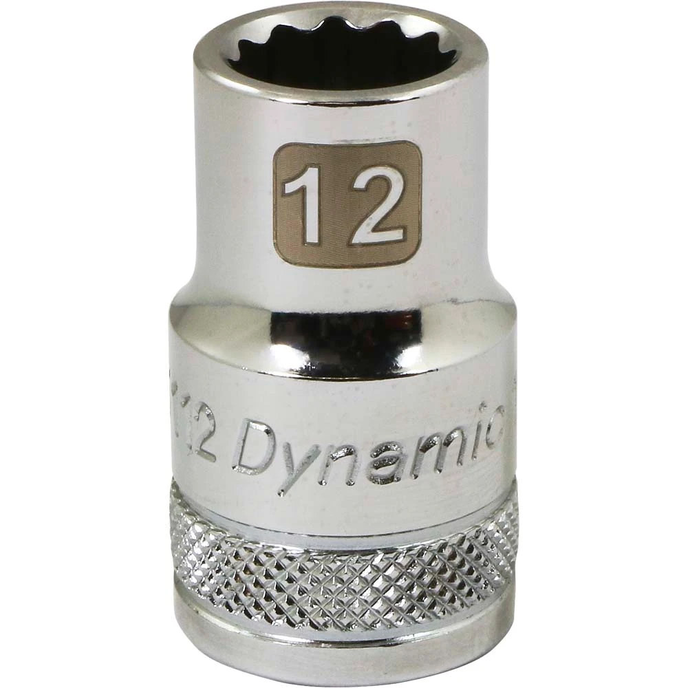 Dynamic Tools 1/2" Drive 12 Point Metric, 12mm Standard Length, Chrome Finish Socket (D015112)