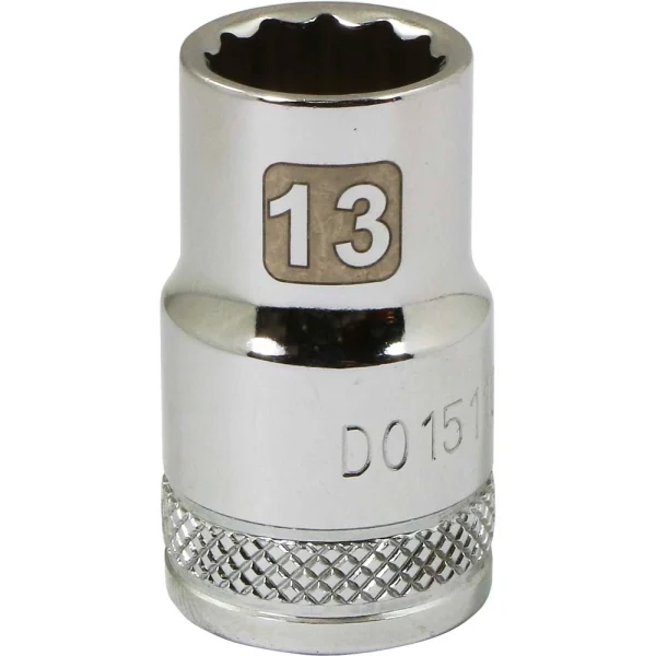 Dynamic Tools 1/2" Drive 12 Point Metric, 13mm Standard Length, Chrome Finish Socket (D015113)