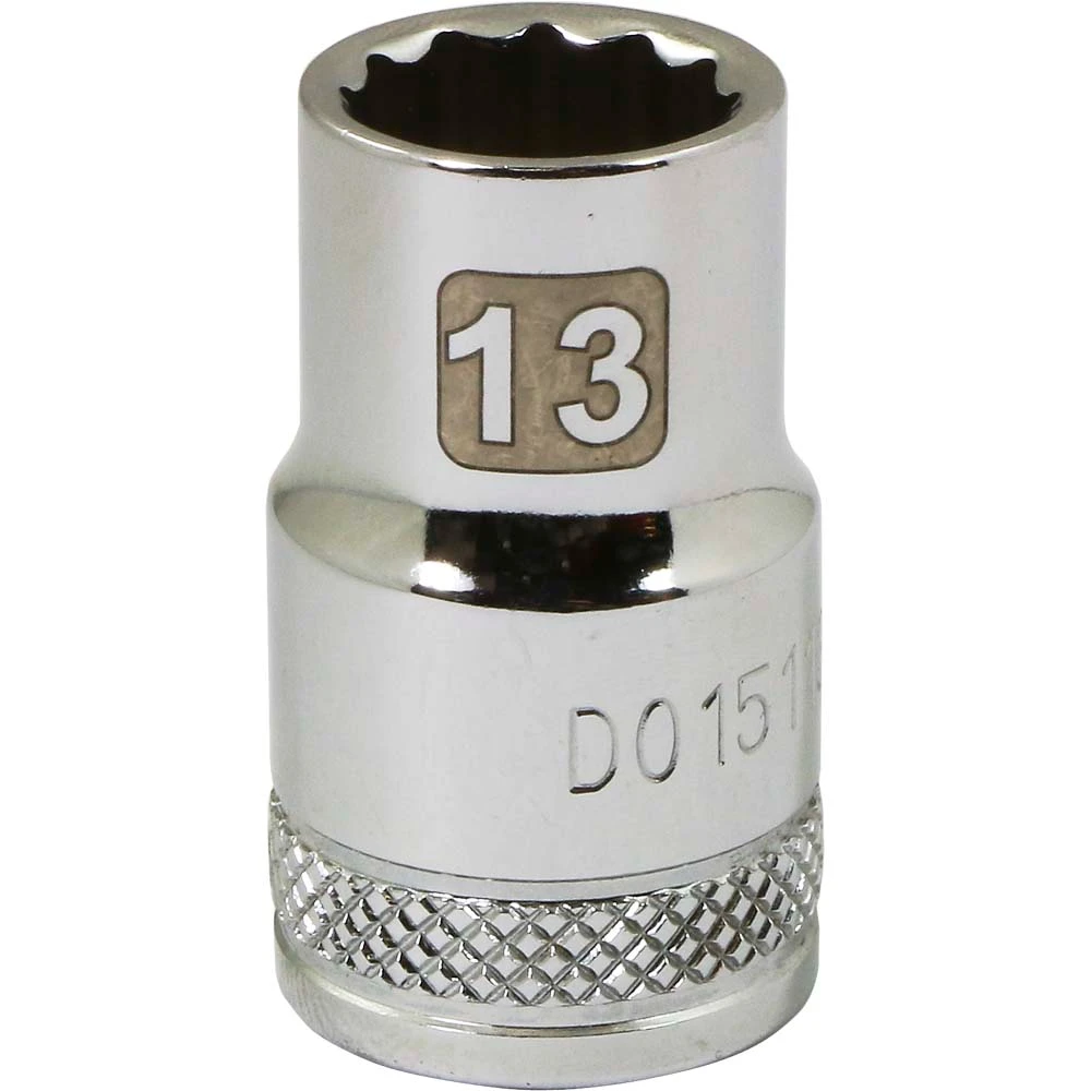Dynamic Tools 1/2" Drive 12 Point Metric, 13mm Standard Length, Chrome Finish Socket (D015113)