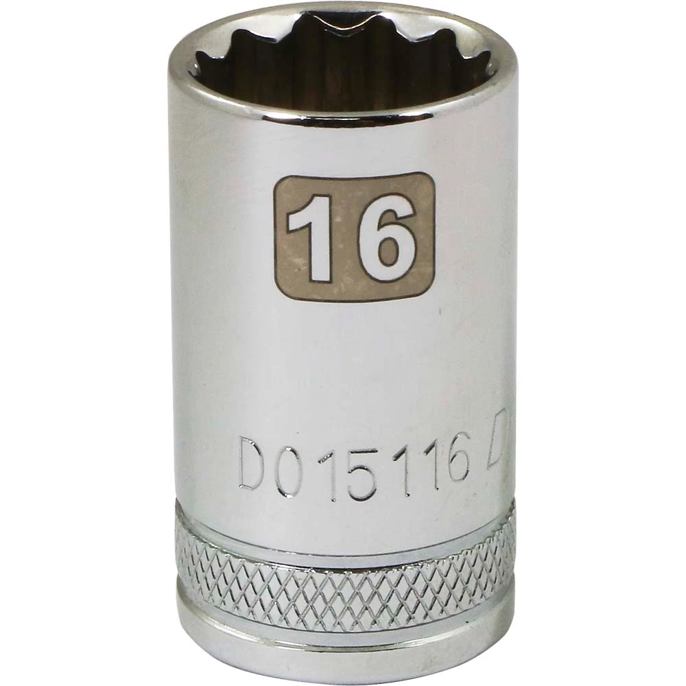 Dynamic Tools 1/2" Drive 12 Point Metric, 16mm Standard Length, Chrome Finish Socket (D015116)