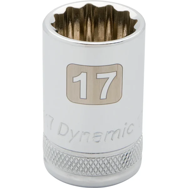Dynamic Tools 1/2" Drive 12 Point Metric, 17mm Standard Length, Chrome Finish Socket (D015117)
