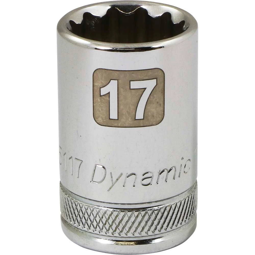 Dynamic Tools 1/2" Drive 12 Point Metric, 17mm Standard Length, Chrome Finish Socket (D015117) — product image 3