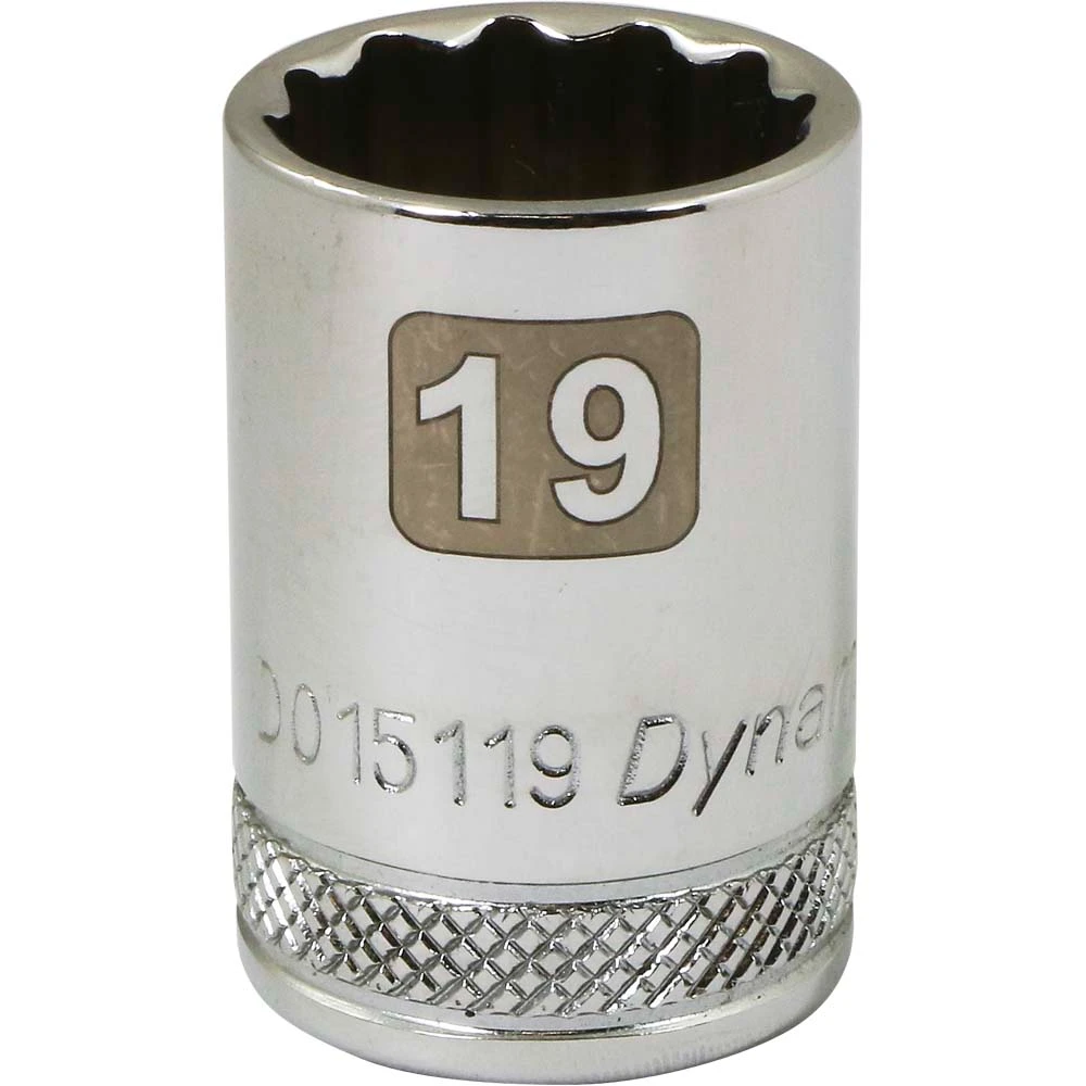 Dynamic Tools 1/2" Drive 12 Point Metric, 19mm Standard Length, Chrome Finish Socket (D015119)