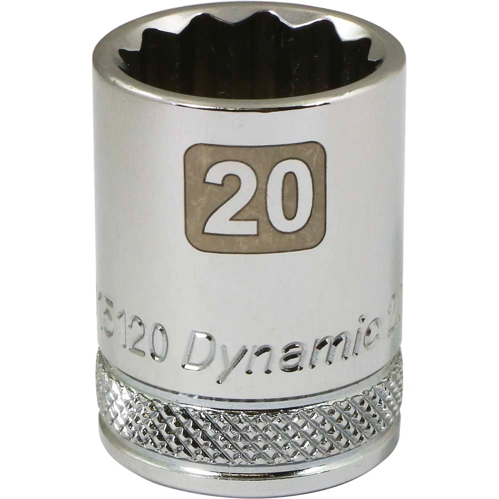 Dynamic Tools 1/2" Drive 12 Point Metric, 20mm Standard Length, Chrome Finish Socket (D015120)
