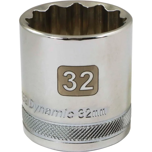 Dynamic Tools 1/2" Drive 12 Point Metric, 32mm Standard Length, Chrome Finish Socket (D015132)