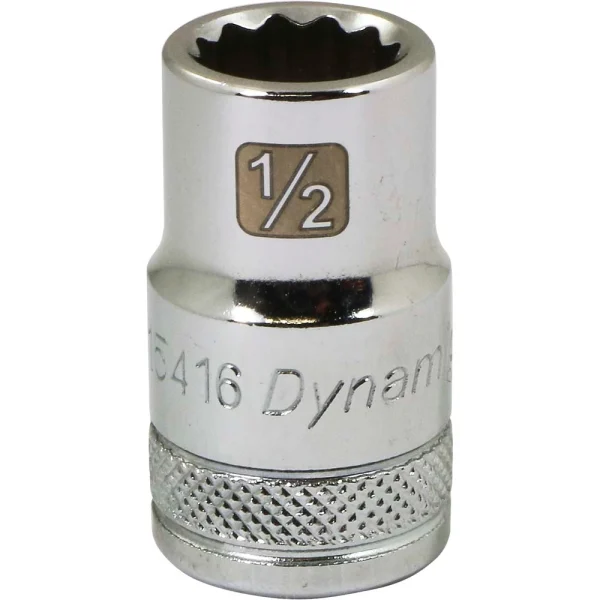Dynamic Tools 1/2" Drive 12 Point SAE, 1/2" Standard Length, Chrome Finish Socket (D015416)