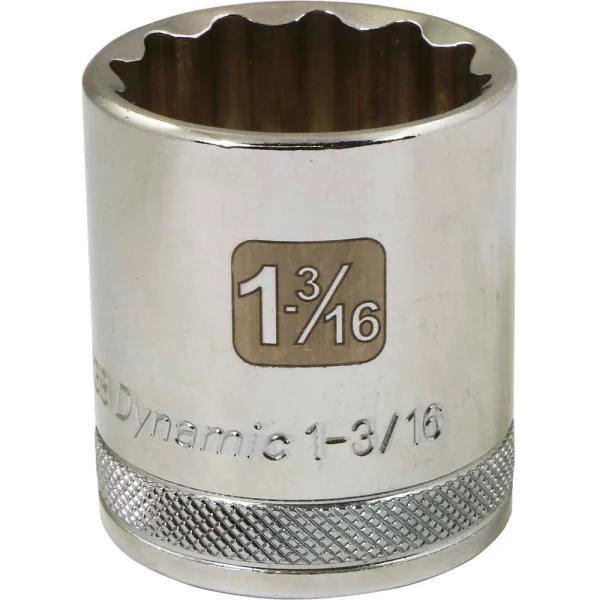 Dynamic Tools 1/2" Drive 12 Point SAE, 1-3/16" Standard Length, Chrome Finish Socket (D015438)