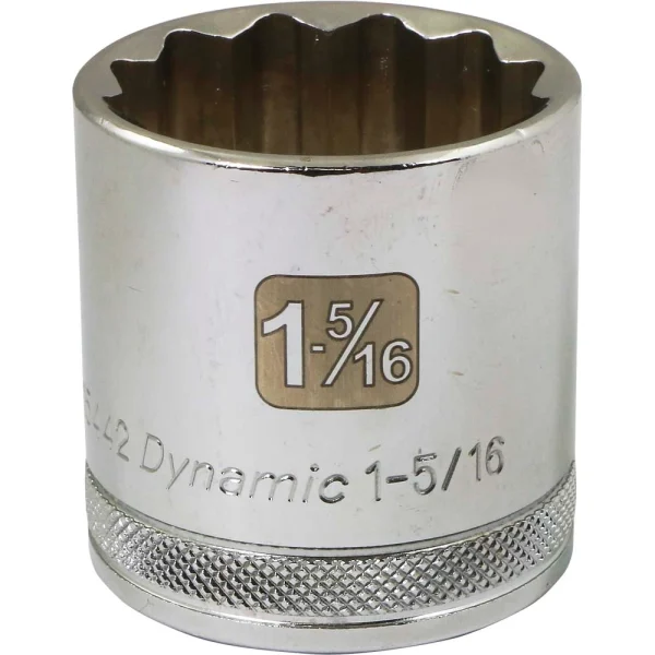 Dynamic Tools 1/2" Drive 12 Point SAE, 1-5/16" Standard Length, Chrome Finish Socket (D015442)
