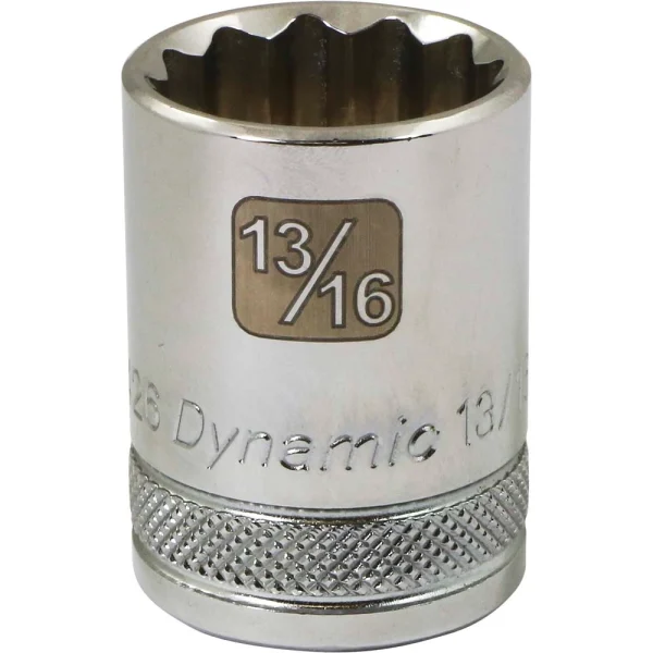 Dynamic Tools 1/2" Drive 12 Point SAE, 13/16" Standard Length, Chrome Finish Socket (D015426)