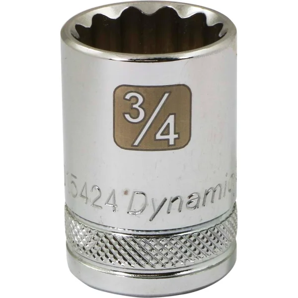 Dynamic Tools 1/2" Drive 12 Point SAE, 3/4" Standard Length, Chrome Finish Socket (D015424)