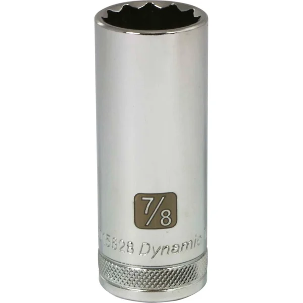 Dynamic Tools 1/2" Drive 12 Point SAE, 7/8" Deep Length, Chrome Finish Socket (D015628)