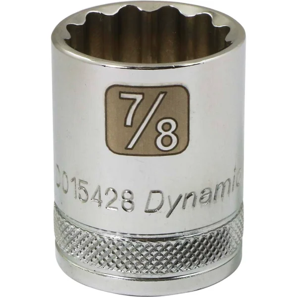 Dynamic Tools 1/2" Drive 12 Point SAE, 7/8" Standard Length, Chrome Finish Socket (D015428)