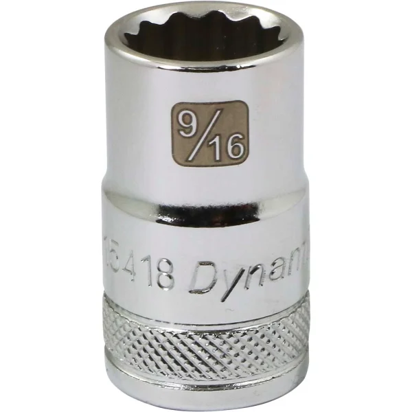 Dynamic Tools 1/2" Drive 12 Point SAE, 9/16" Standard Length, Chrome Finish Socket (D015418)