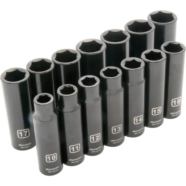 Dynamic Tools 1/2" Drive 14 Piece 6 Point, Deep Impact, Metric Socket Set, 10mm - 23mm (D018022)