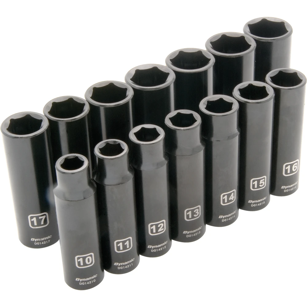 Dynamic Tools 1/2" Drive 14 Piece 6 Point, Deep Impact, Metric Socket Set, 10mm - 23mm (D018022)