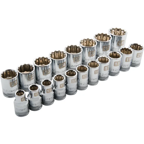 Dynamic Tools 1/2" Drive 19 Piece 12 Point Standard, Metric Socket Set, 10mm - 28mm (D018006)