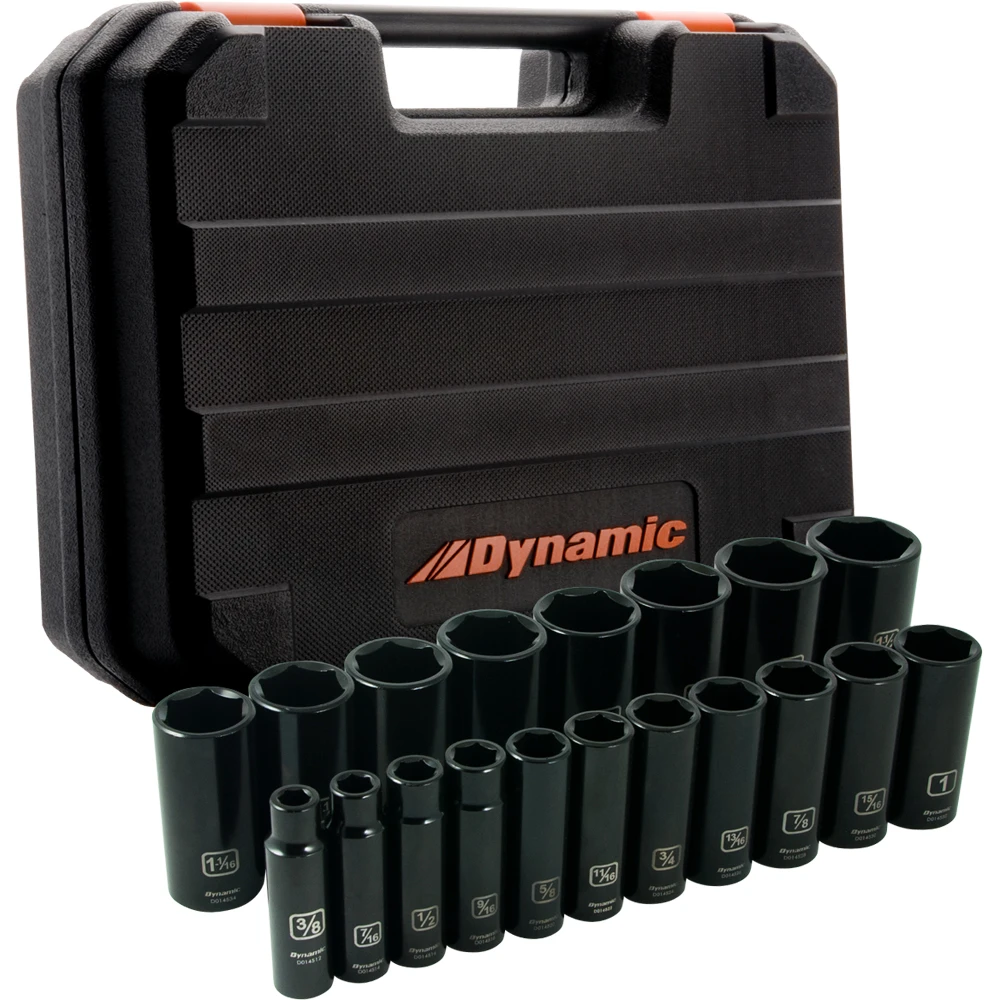 Dynamic Tools 1/2" Drive 19 Pieces 6 Point Deep SAE Impact Socket Set (D018026) — product image 3