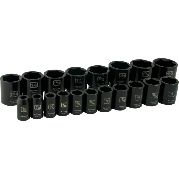 Dynamic Tools 1/2" Drive 19 Pieces 6 Point Standard SAE Impact Socket Set (D018024)