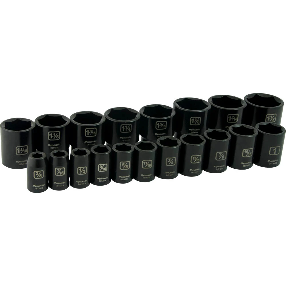 Dynamic Tools 1/2" Drive 19 Pieces 6 Point Standard SAE Impact Socket Set (D018024)