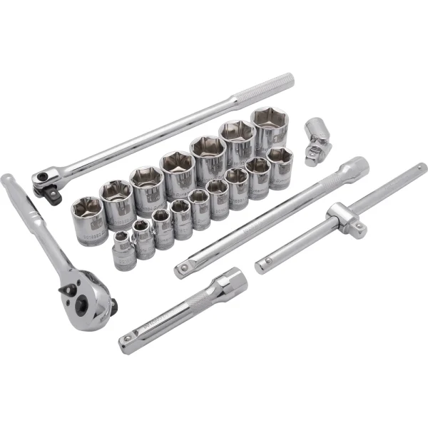 Dynamic Tools 1/2" Drive 22 Piece 6 Point Standard, SAE Socket Set, 3/8" - 1-5/16" (D018008)