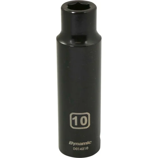 Dynamic Tools 1/2" Drive 6 Point Metric, 10mm Deep Length, Impact Socket (D014210)