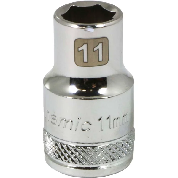 Dynamic Tools 1/2" Drive 6 Point Metric, 11mm Standard Length, Chrome Finish Socket (D016011)