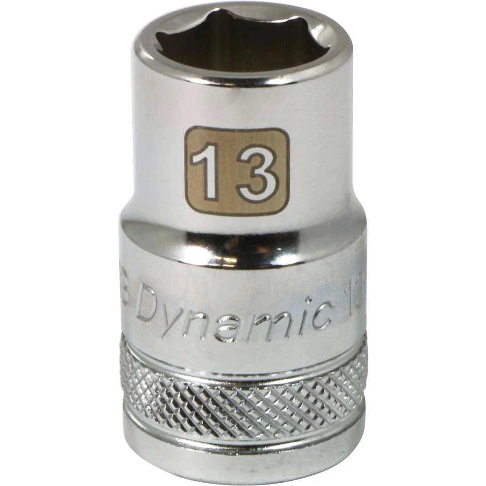 Dynamic Tools 1/2" Drive 6 Point Metric, 13mm Standard Length, Chrome Finish Socket (D016013)