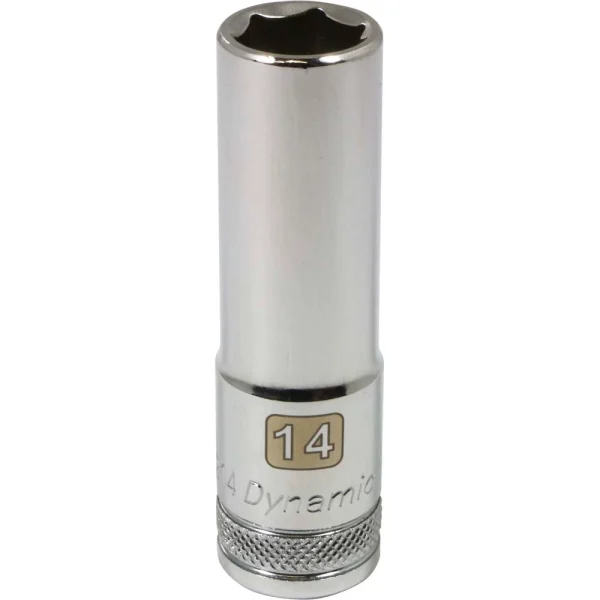 Dynamic Tools 1/2" Drive 6 Point Metric, 14mm Deep Length, Chrome Finish Socket (D016214)