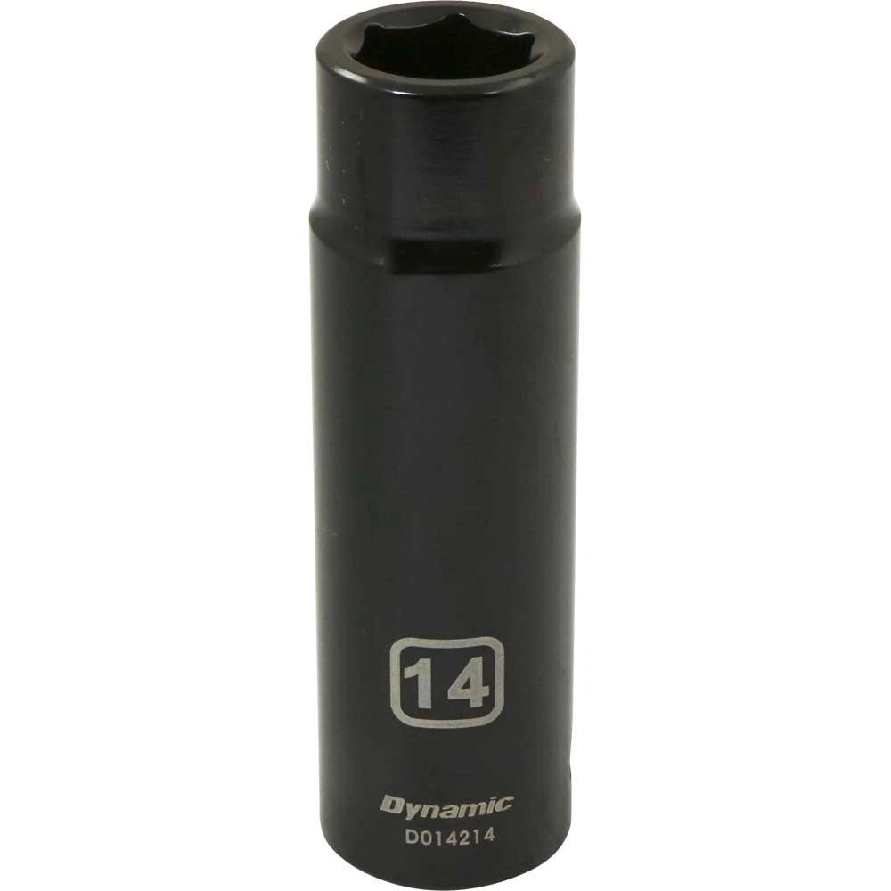 Dynamic Tools 1/2" Drive 6 Point Metric, 14mm Deep Length, Impact Socket (D014214)